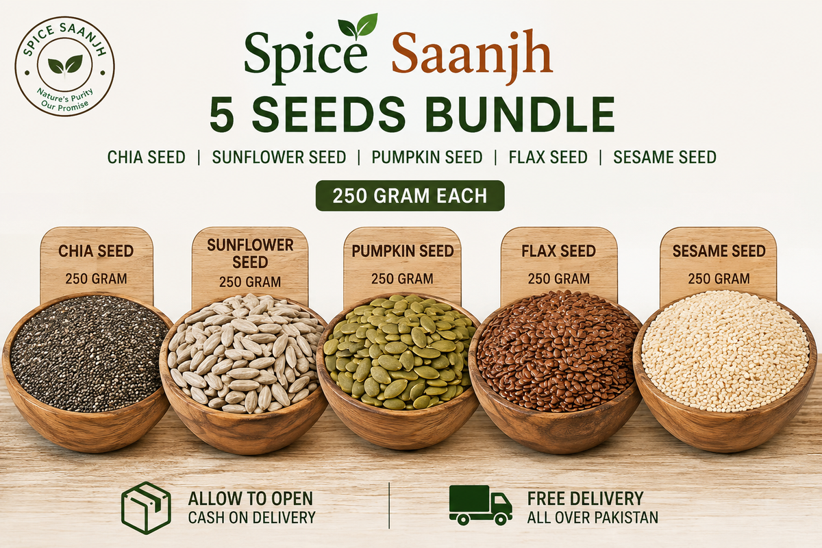 Chia 250g + Pumpkin 250g +Sunflower 250g + Flax 250g +Sesame Seed 250g Total Weight 1250 Gram